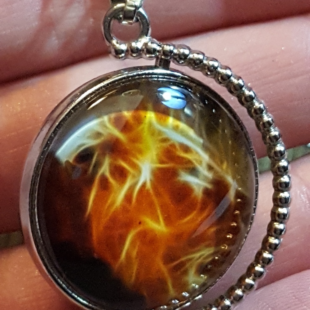 Spinning globe Necklace- tiger/lion